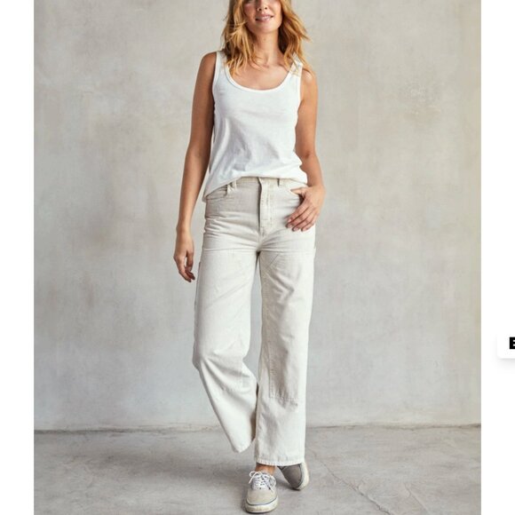 Outerknown Smith Organic Cotton Cord Utility Pants Straight Leg Off White Sz 27 - Picture 1 of 15